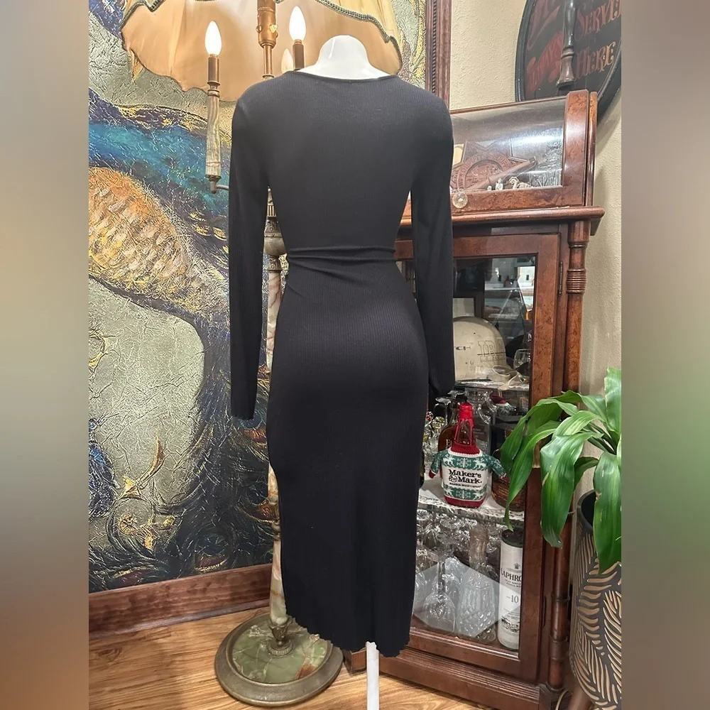 Forever 21 Long Sleeve Ribbed Knit Bodycon Sweater Dress Black - Picture 5 of 6